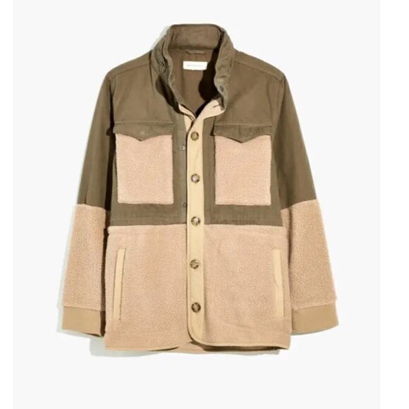 Madewell x Rentrayage NWT Upcycle Field jacket, Olive/tan, Size S - Picture 1 of 15